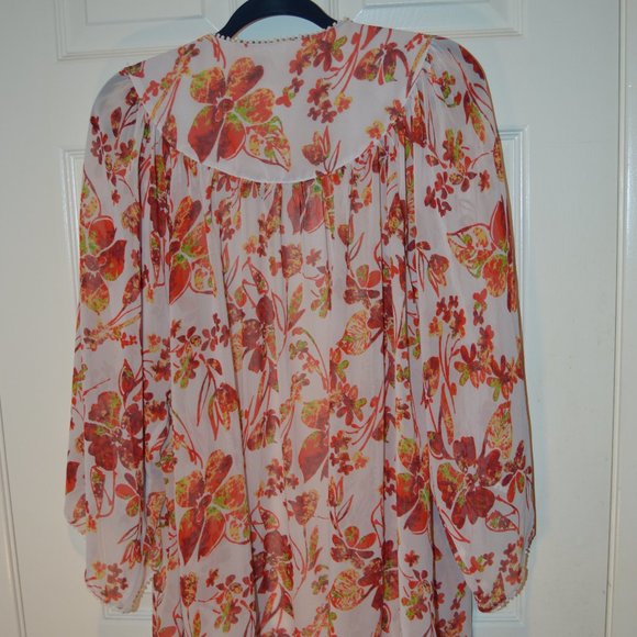Red Leaf Kimono Style Jacket Plus Size - Picture 3 of 4